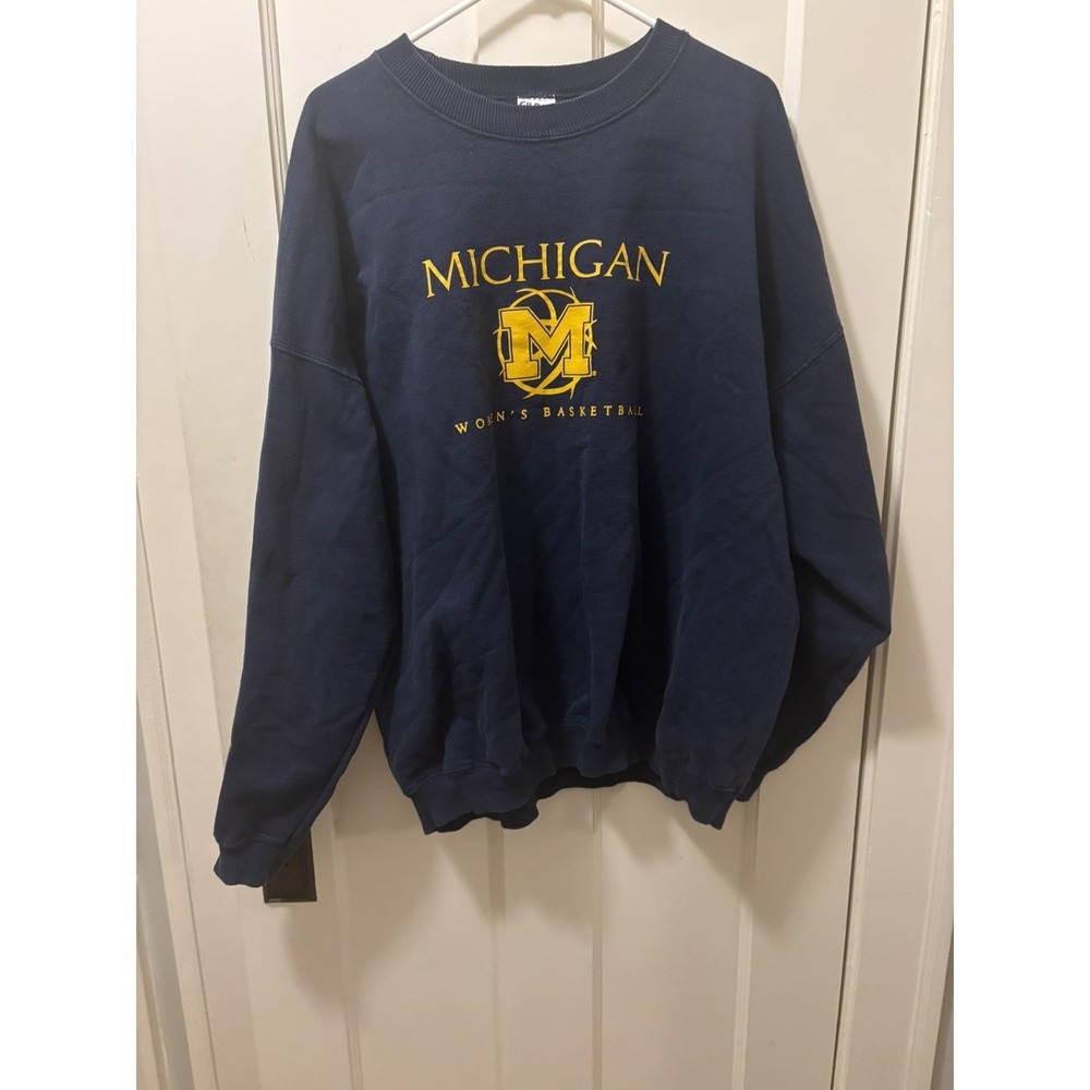VINTAGE Michigan Wolverines‎ Sweatshirt Heavyweight 2XL Blue Crewneck 90s